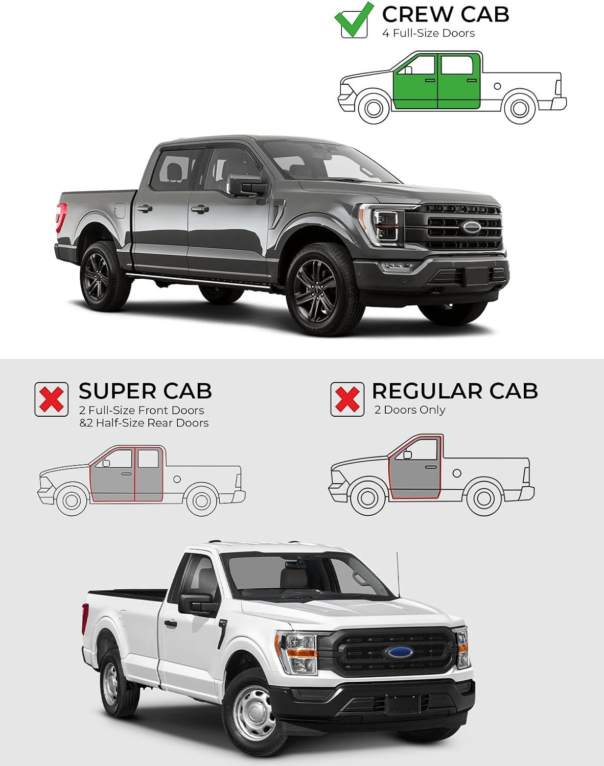 Low Profile Vent Visor Compatible with 2015-2026 Ford F150, 2017-2026 F