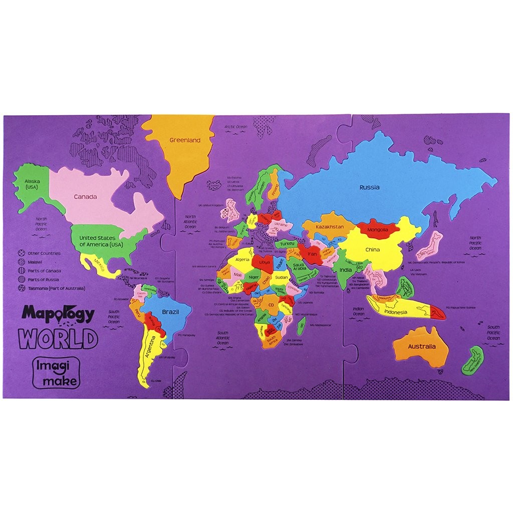 1000 Piece Puzzle World Map Geography Educational Learning School Board Toy