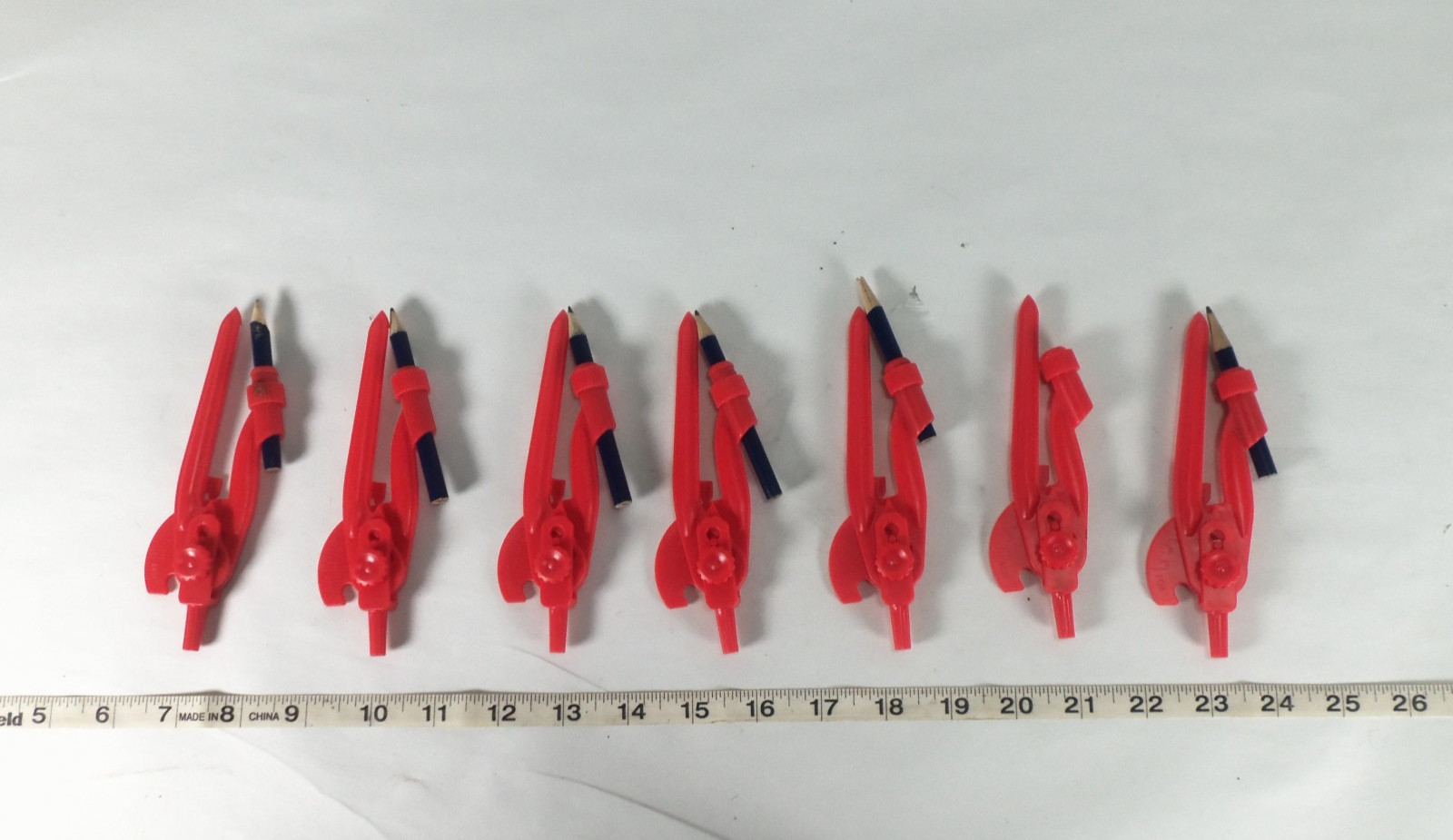 Lot Of 21 Red Safety Point Mathematical Plastic Compasses AD32