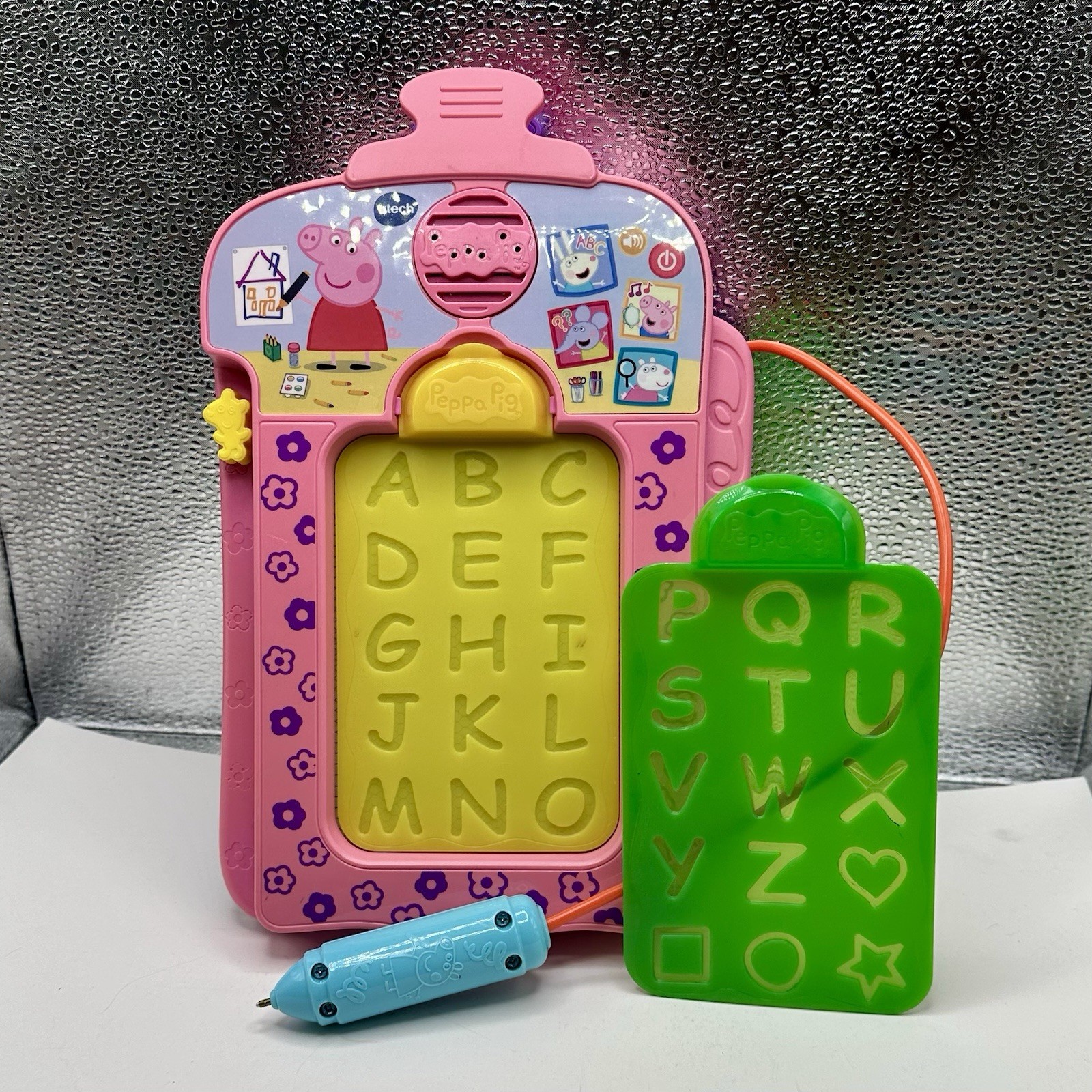 Disney VTech Peppa Pig ~ Talk & Trace Clipboard with 2 Alphabet Stencils ~ ABCs