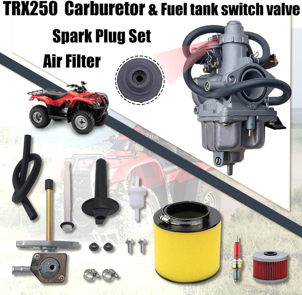 250 Carburetor with Fuel Tank Petcock Valve Set Fits for Honda TRX 250 Recon250
