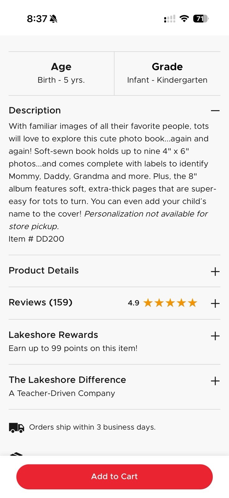 Lakeshore All About Me Photo Book Customizable Picture Baby Toddler Identify