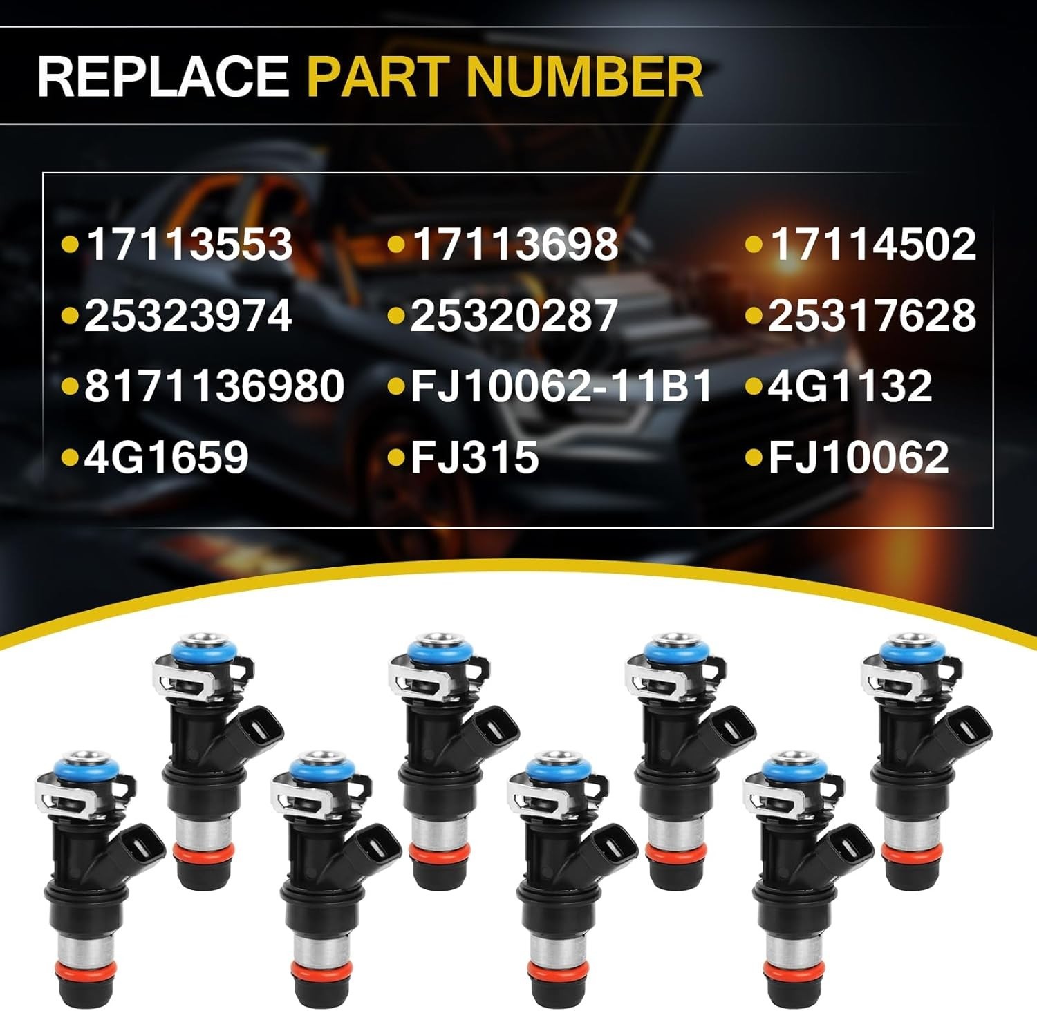 4.8 5.3 6.0 Fuel Injector 4 Holes 8Pcs, Compatible with 1999-2006 Chevrolet Silv
