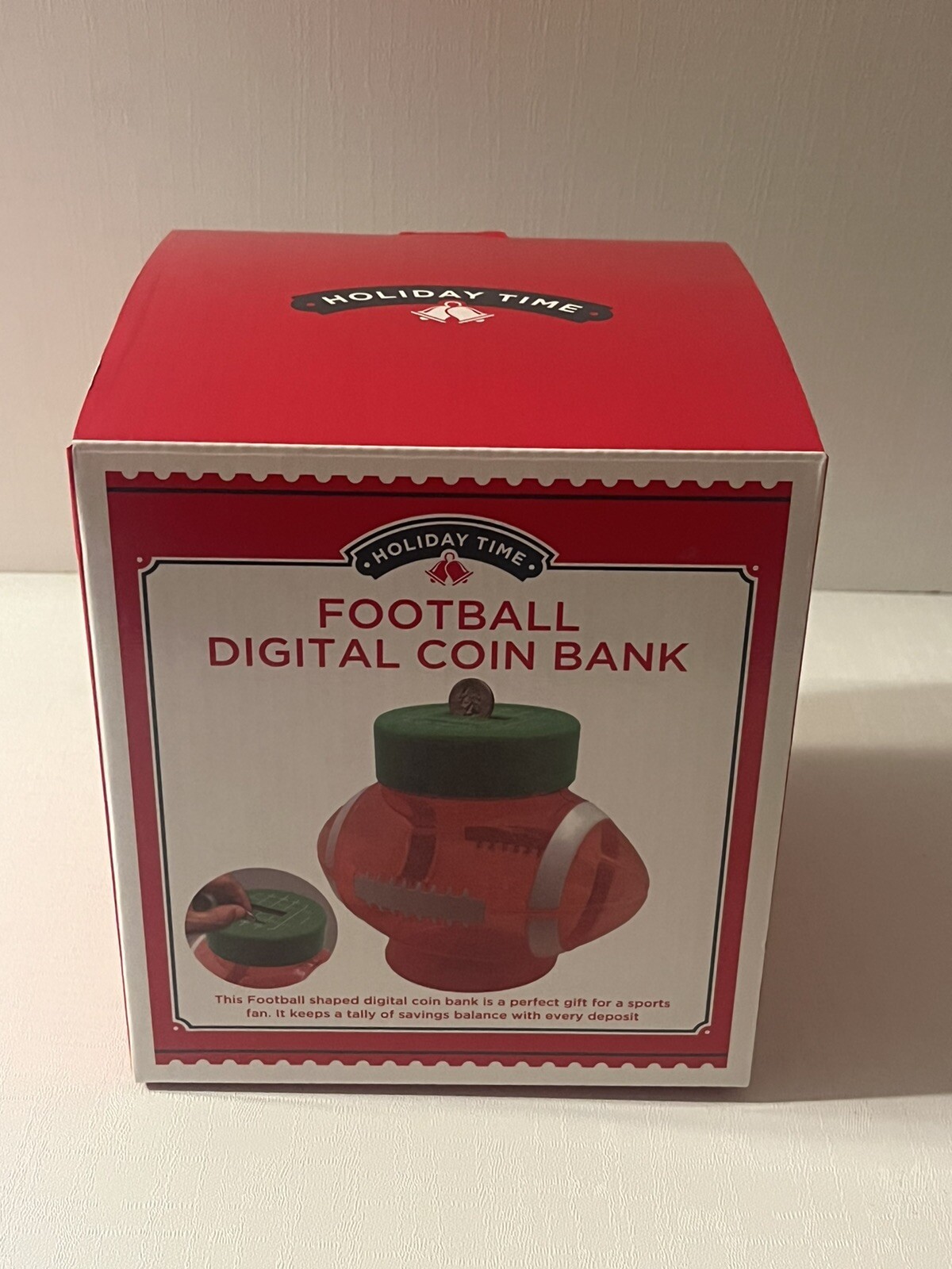 NEW Football Shaped Digital Coin Bank Jar Money Counter Plastic Piggy Bank