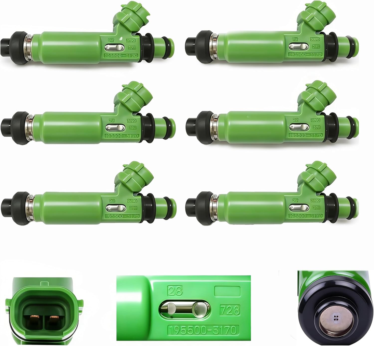 Set of 6PCS 4 Holes Disc Fuel Injectors 1998-2003 Replacement For Mitsubishi Mon