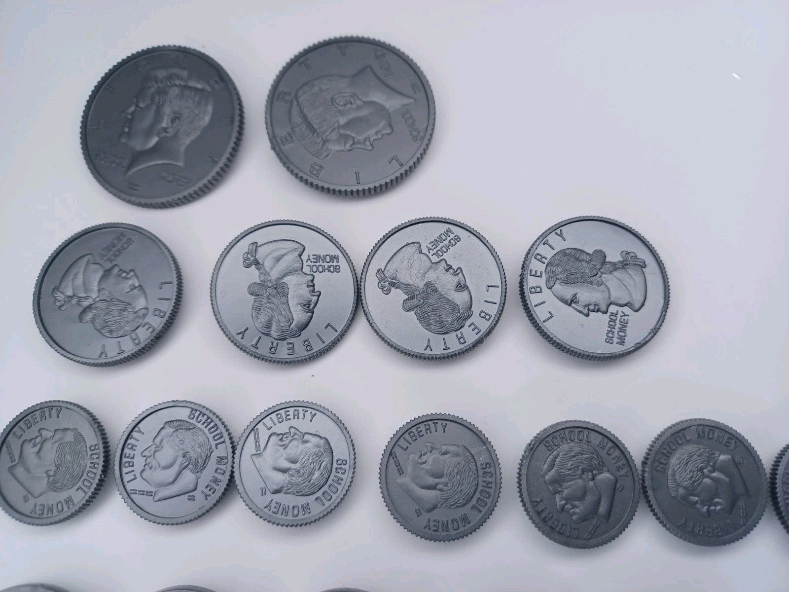 Play Money Coin Lot Of Plastic Coins With Hook & Loop For Felt Board