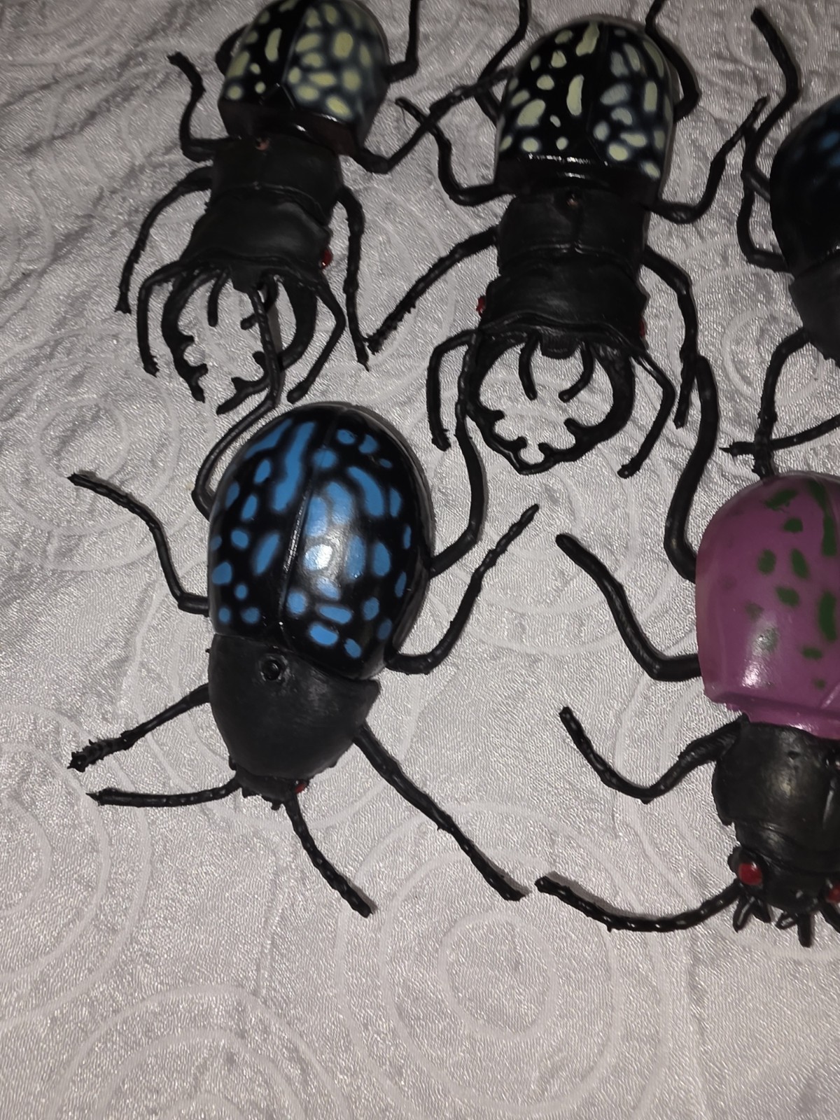 Mixed Lot of 7 Rubber Plastic Beetle Insects Bugs Toys Lot 1979 Vintage