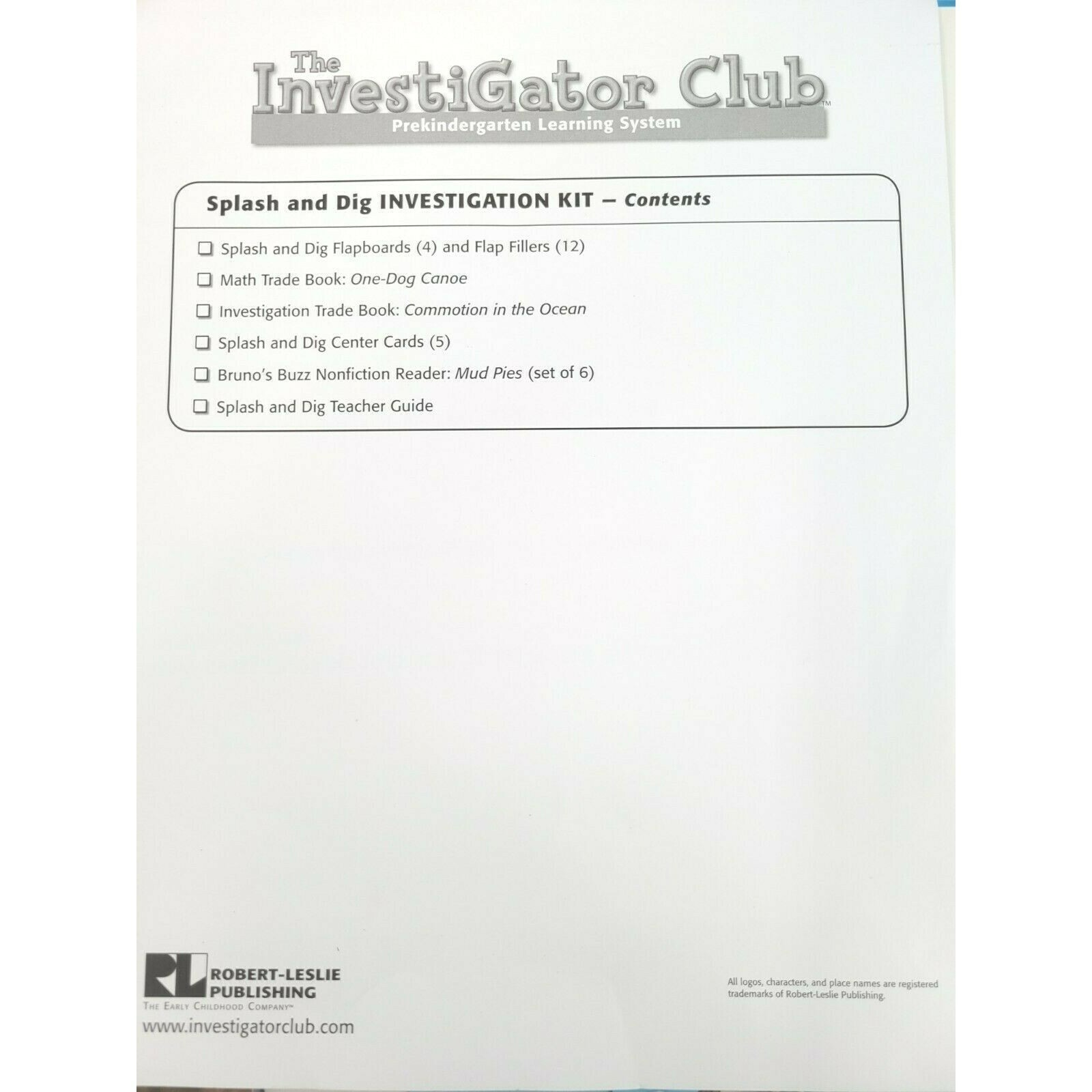 InvestiGator Club Splash and Dig Pre-K Learning Curriculum Kit Complete