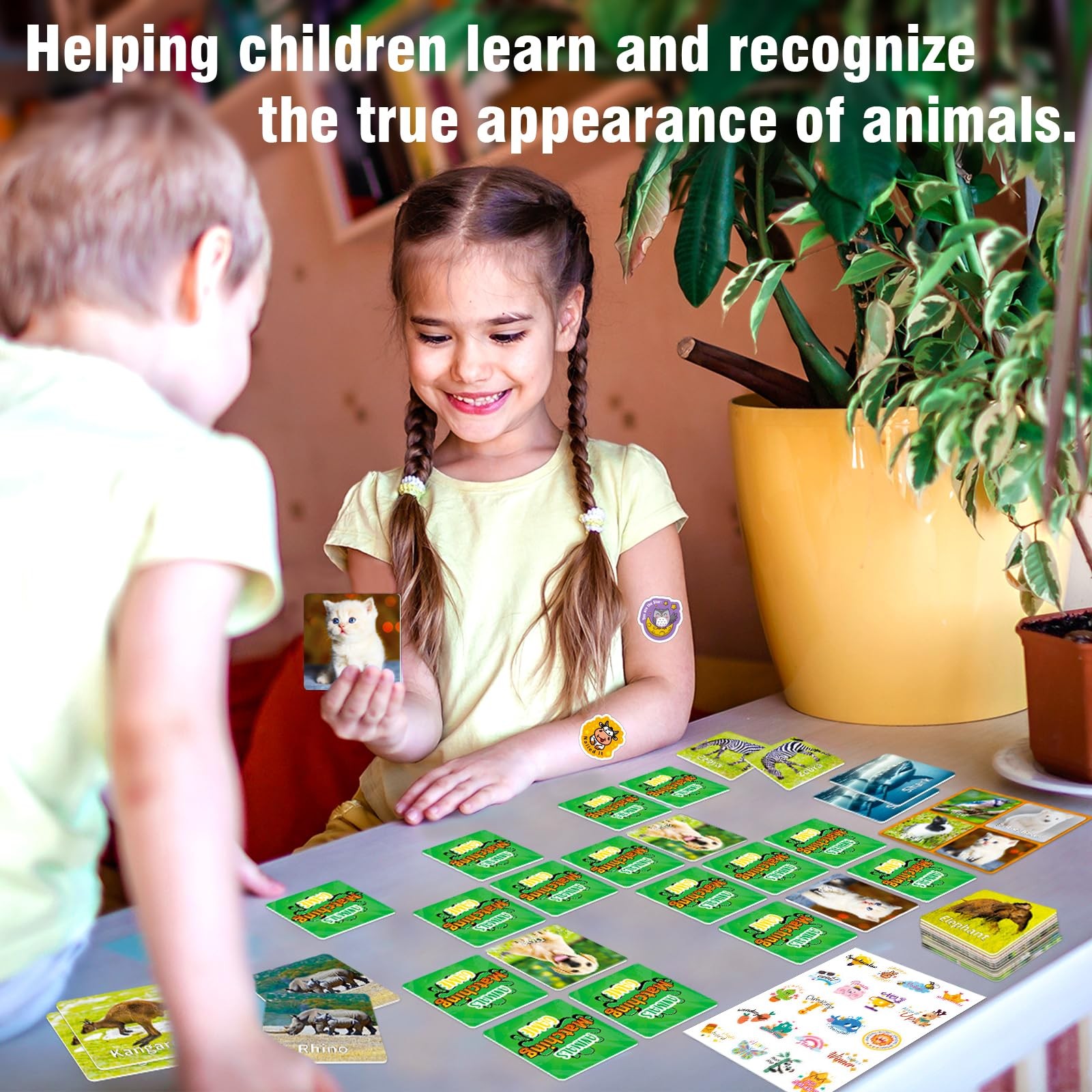 Animal Matching Game 100PCS – 50 Pairs Memory Cards for Kids Learning Fun