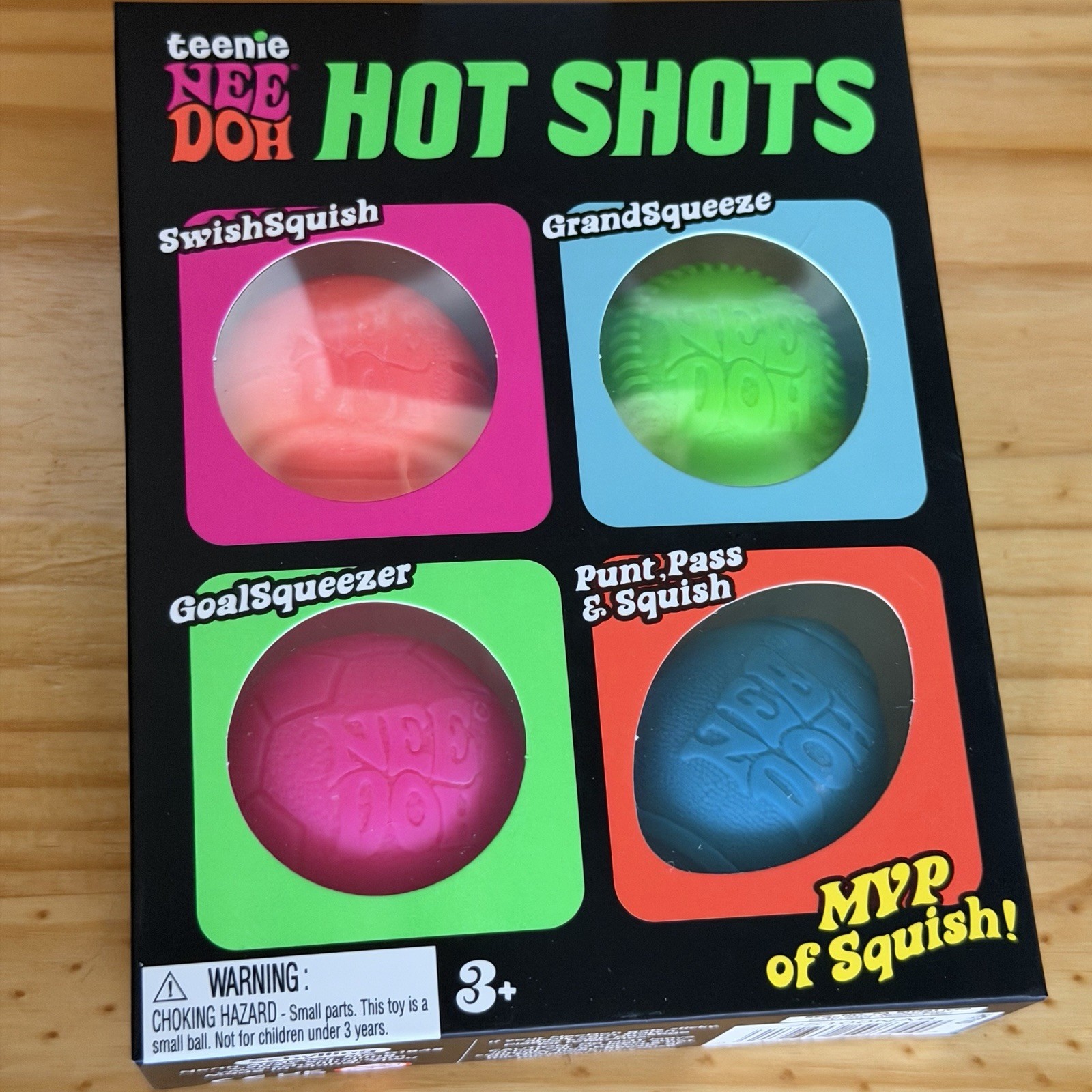 NeeDoh Teenie Hot Shots Squishy 4 Pack Sport Balls Free Shipping Viral