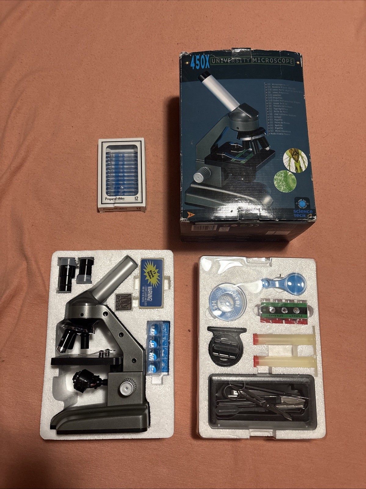 Lakeshore 450x University Microscope w/40+ Pieces IN FABULOUS CONDITION No Flaws