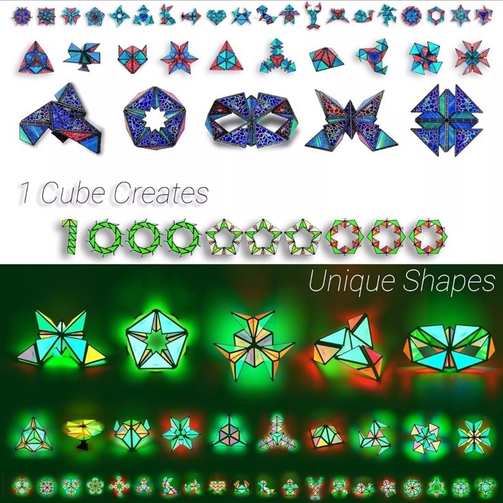 TOSY Magnet Pyramid Glow 1 Cube Transforms 1 Billion Shapes UV Butterfly Puzzle