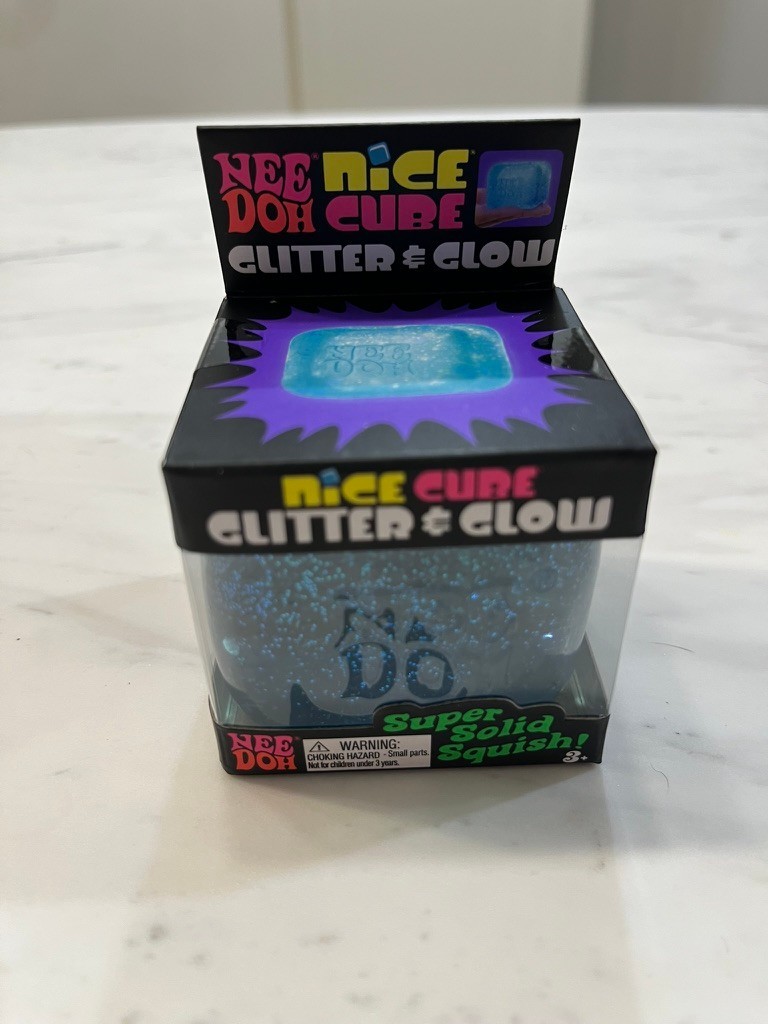 NeeDoh Nice Cube Glitter & Glow BLUE, Authentic USA Seller, In Hand, Ships Fast!
