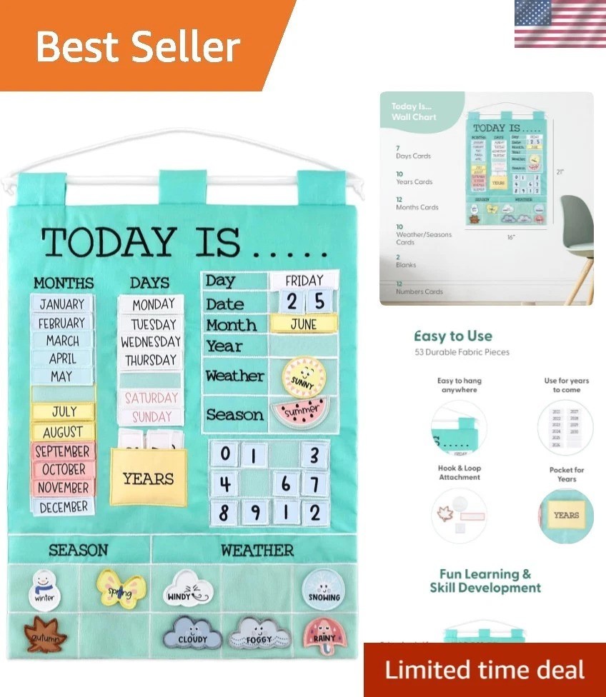 Learning Calendar Wall Chart – Homeschool Supplies, Interactive Pocket Chart …