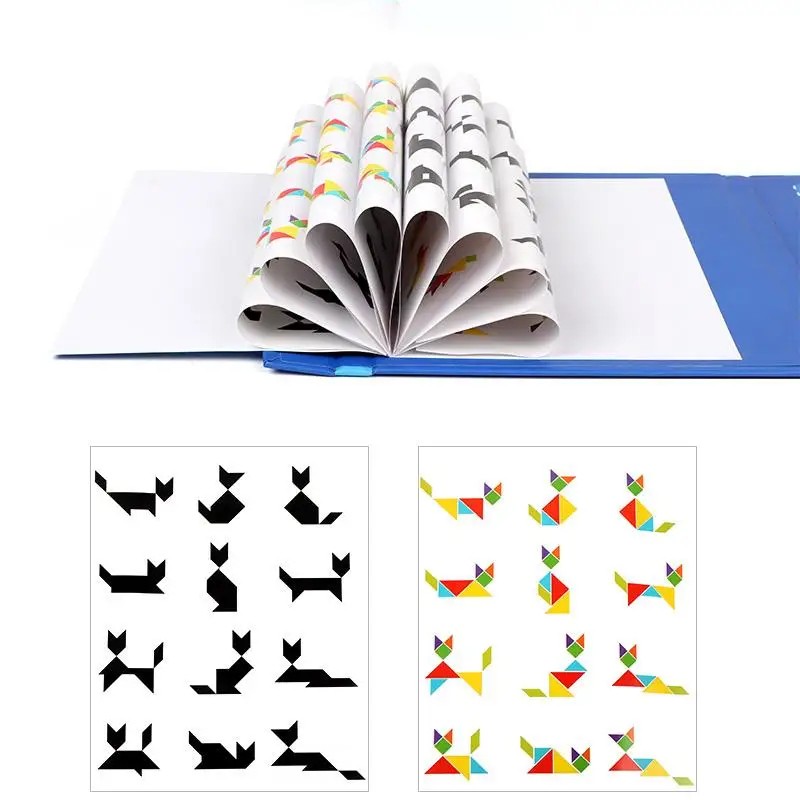 Magnetic Fractions Demonstration Book & Magnetic Wooden Tangram Block Puzzle Kit