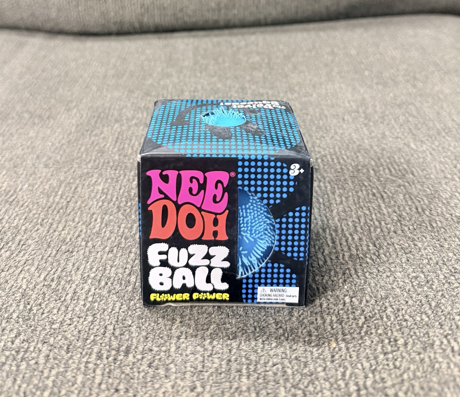 BLUE Needoh FUZZ BALL Flower Power Nee Doh Squish Stress Ball NEE-DOH Fuzzball