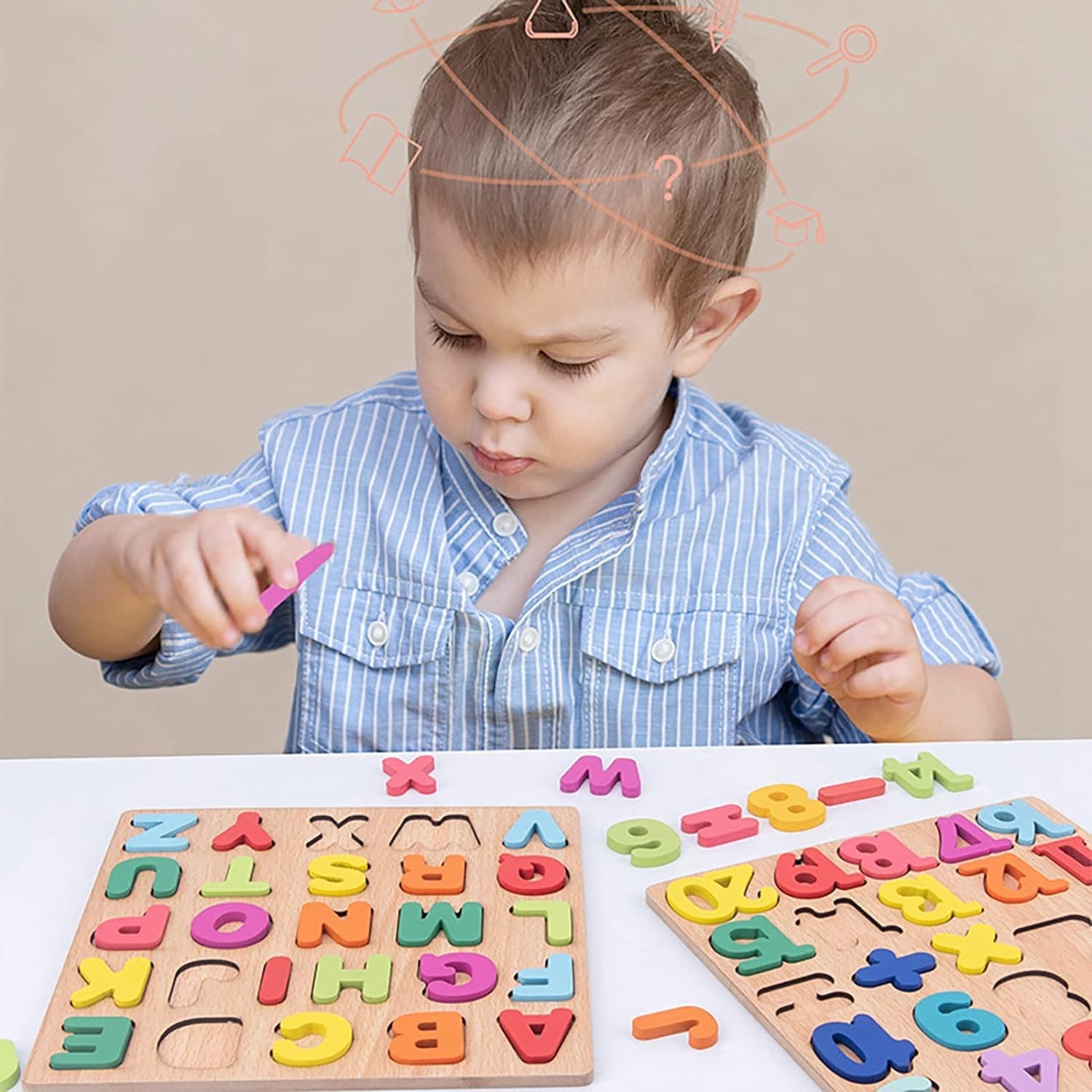 Educational Puzzles for Toddlers, Letters Number Shape Board Montessori Learning