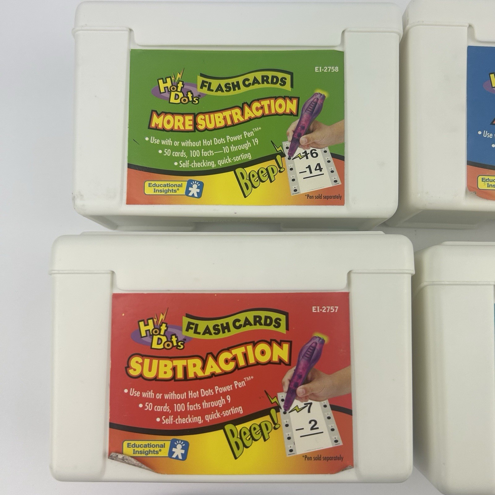 Vintage Education Hot Dots More Subtraction Addition Math Flash Cards with PENS
