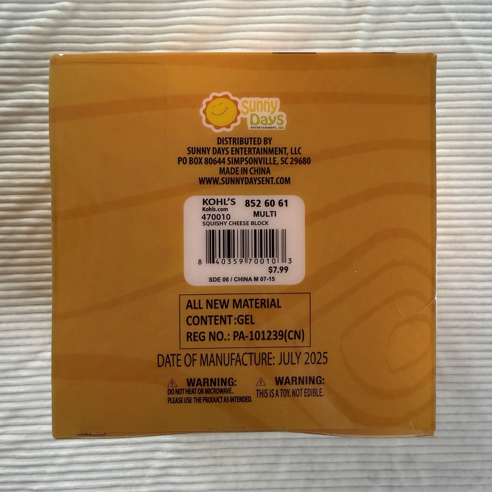 Sunny Days Jumbo Squeezy Cheese Yellow XL Squishy Toy Stress Relief TikTok VIRAL
