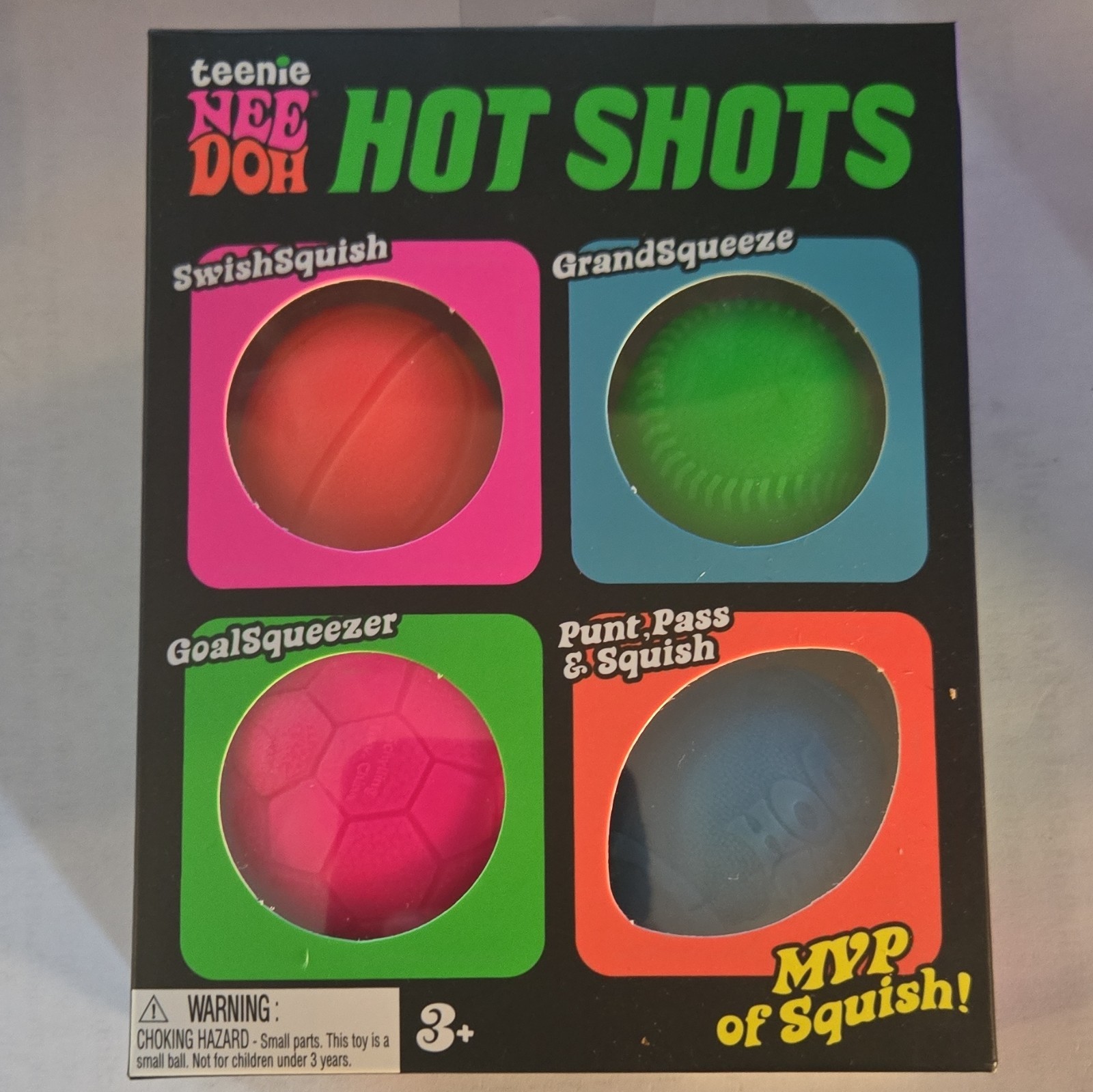 Nee Doh Hot Shots Squeeze Toy Set, 4 Colors, Ages 3+, 4pcs