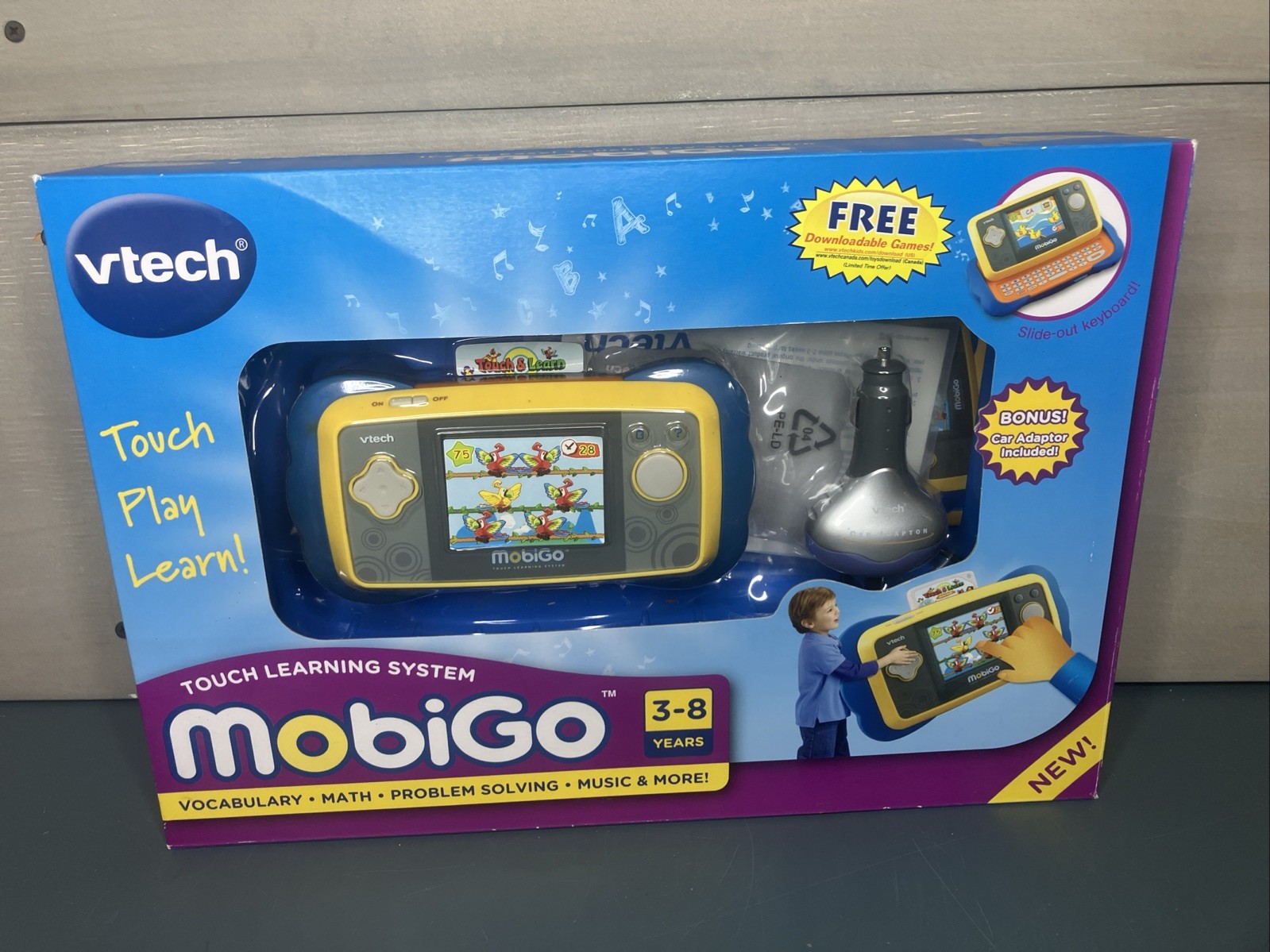 VTech MobiGo Touch Learning System Bundle + 5 Games + Car Adapter Tested