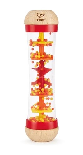 Hape Beaded Raindrops | Mini Wooden Musical L: 2, W: H: 7.9 inch, Red