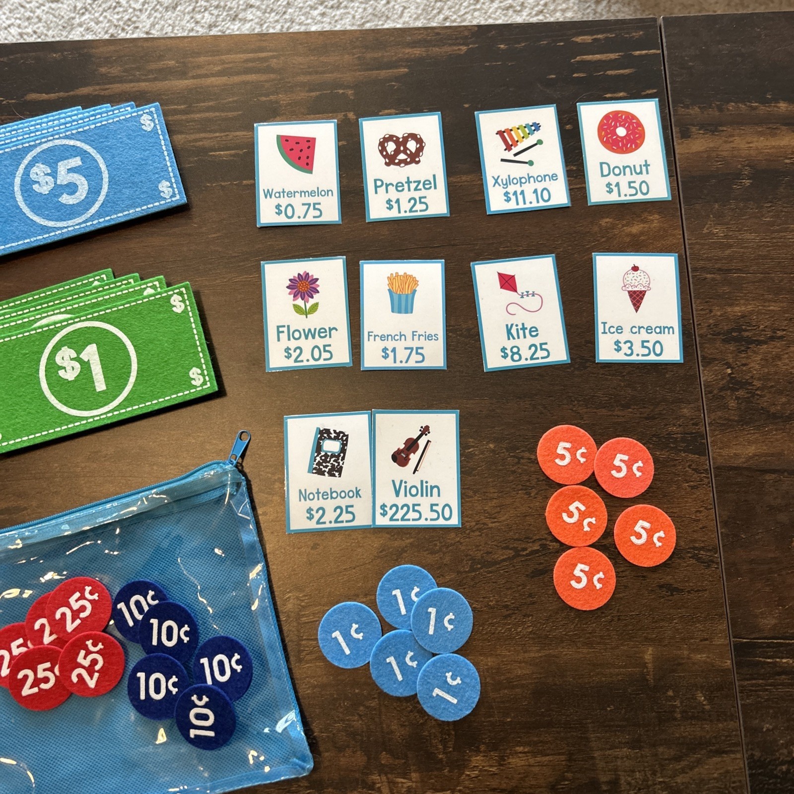 Horizon Group Pretend Play Lot of Felt Money And Coins-3 Complete Sets!!!