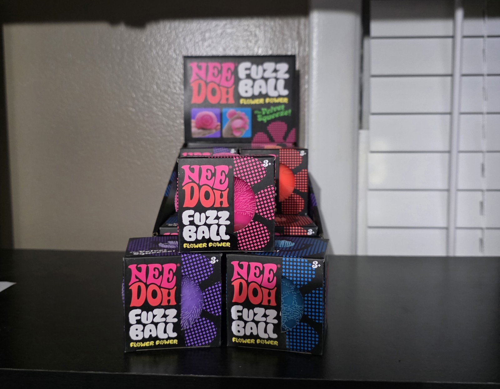 LOT OF 3: Needoh FUZZ BALL Flower Power The Velvet Squeeze Fuzzball NEW