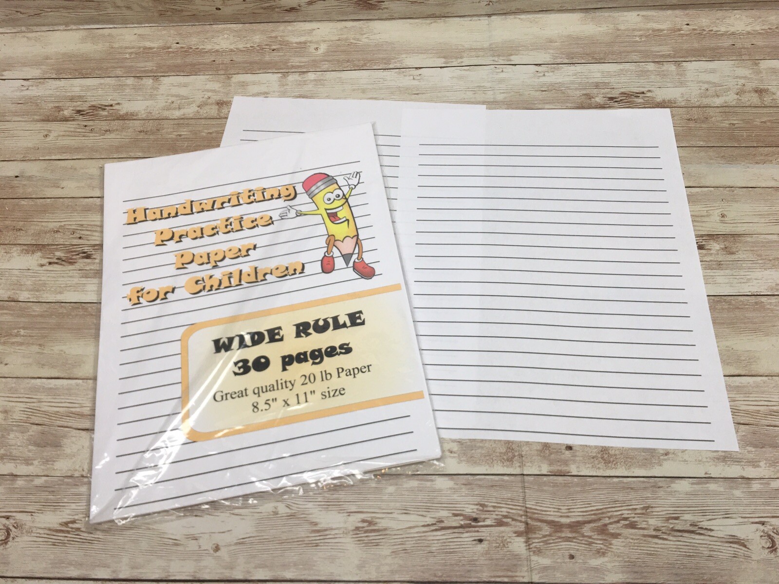 Wide Rule – Handwriting Practice Paper For Children – 30 Sheets
