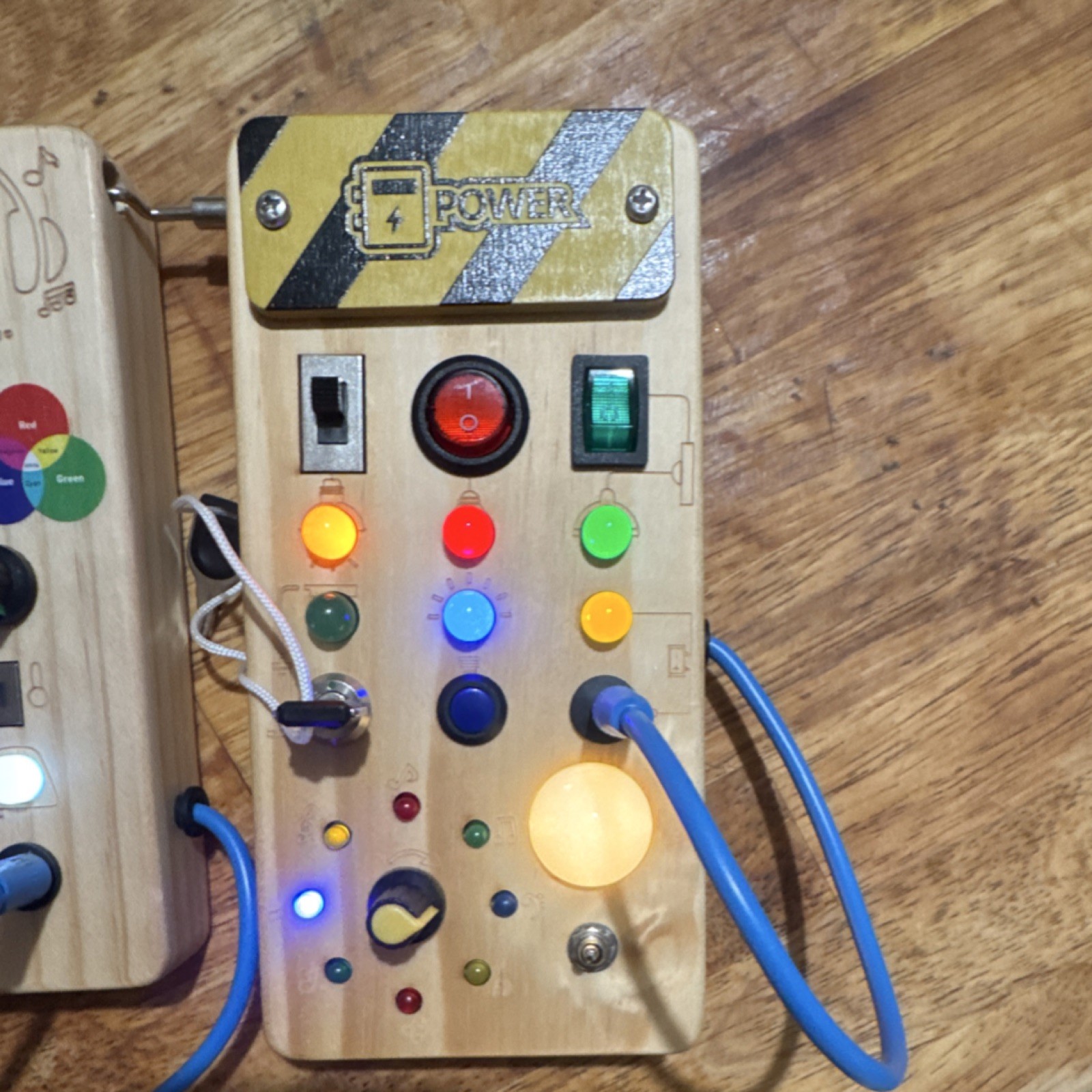 Wooden Electronic Busy Board w/ Lights & Switches, ABC Alphabet Learning Board