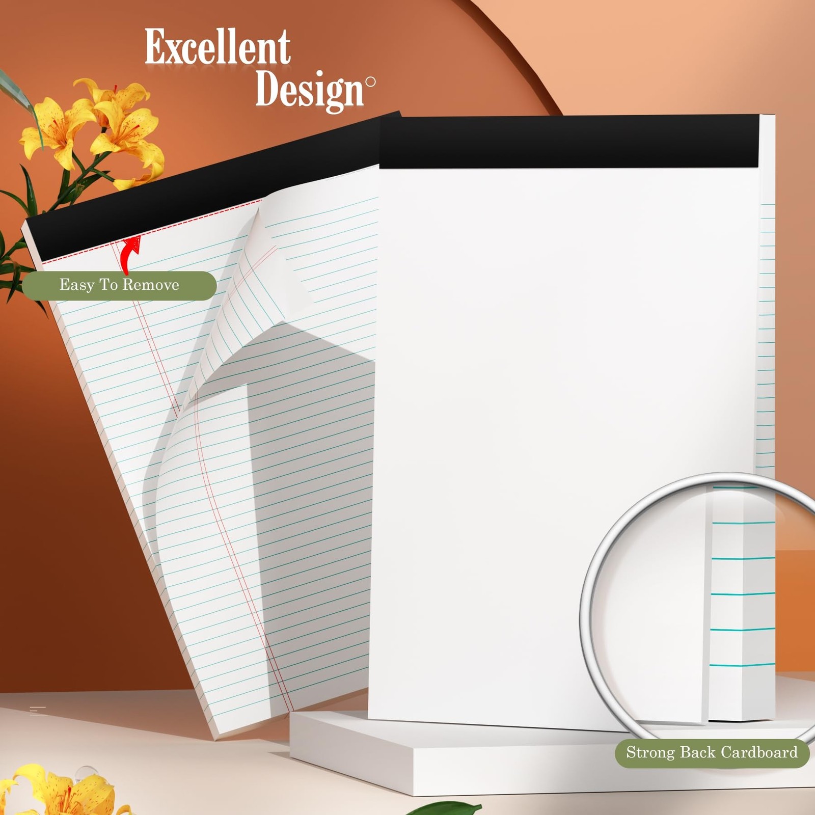 Legal Pads 8.5 x 11 White Note Pads 2 Pack – Double-Sided Printing & Perforat…
