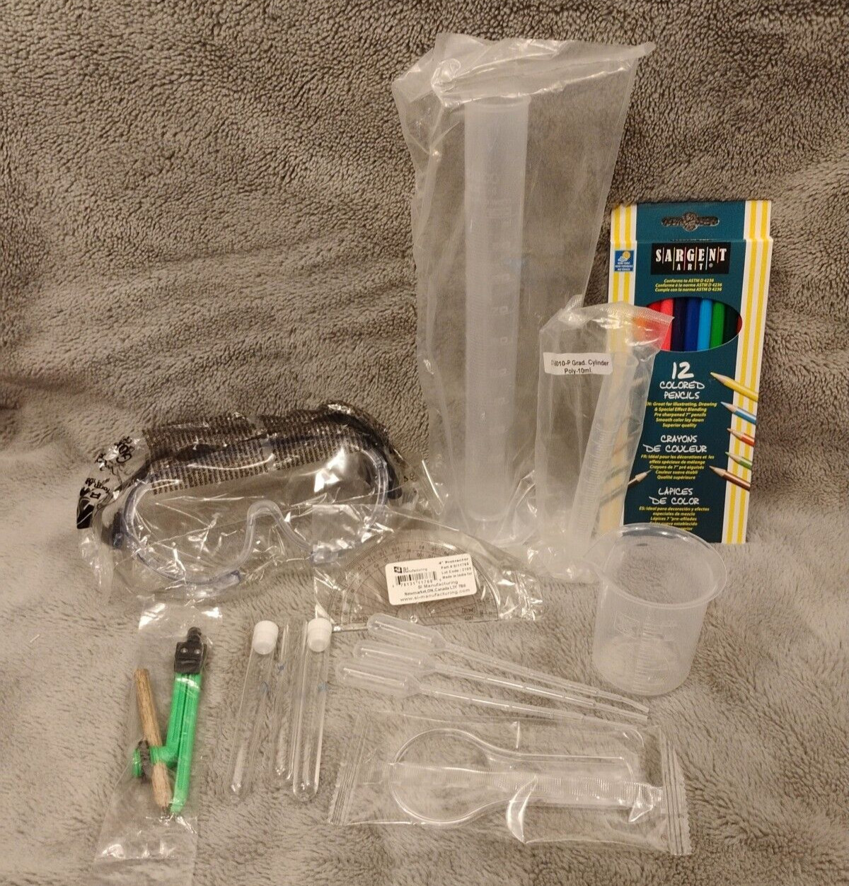 NEW Homeschool School Science Kit Supplies Cylinders Compass Safety Goggles More
