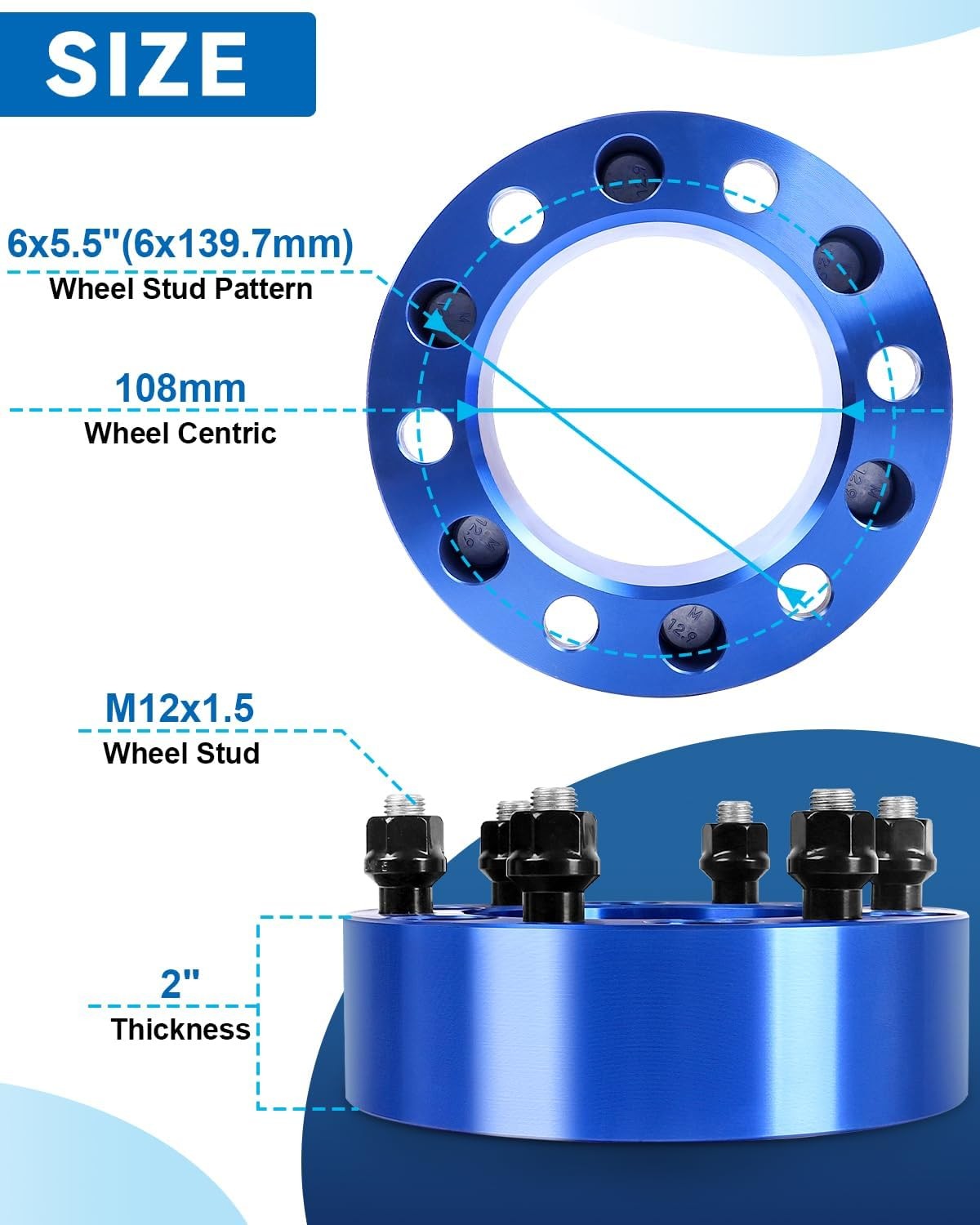 6×5.5 2″ Wheel Spacers Fit for Tacoma 4Runner Tundra FJ Land Cruiser, 4 PCS