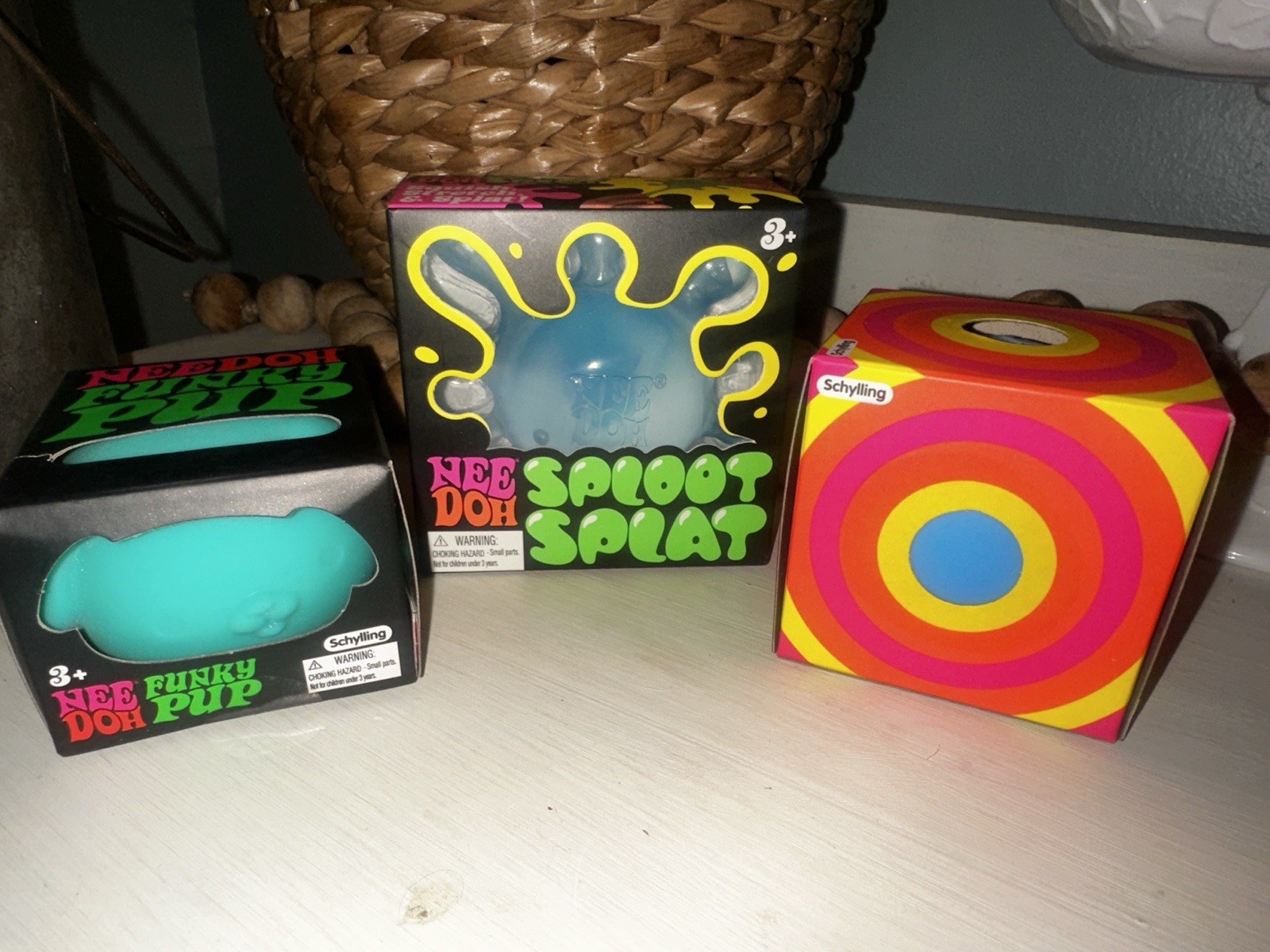 Schylling NeeDoh LOT OF 3 Authentic Sploot Splat Funky Pup Color Changing Ball