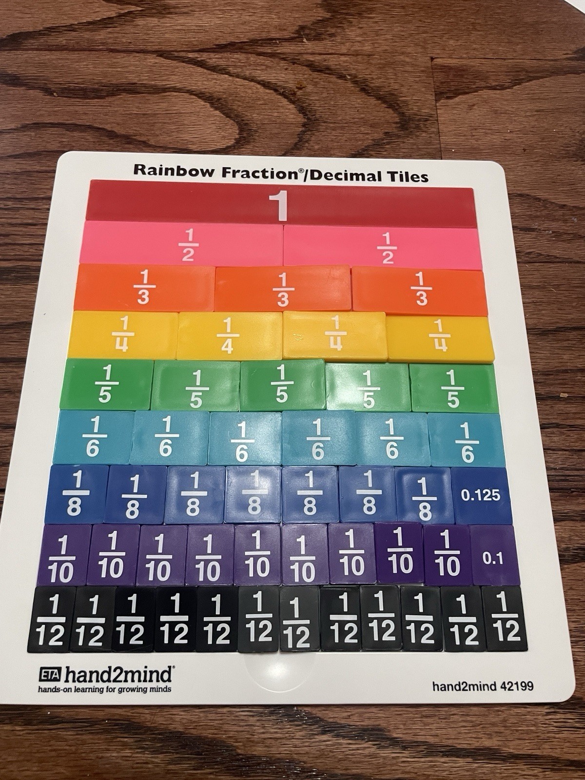 Hand2Mind Rainbow Fraction Tiles Math Manipulative Homeschool Set With Board