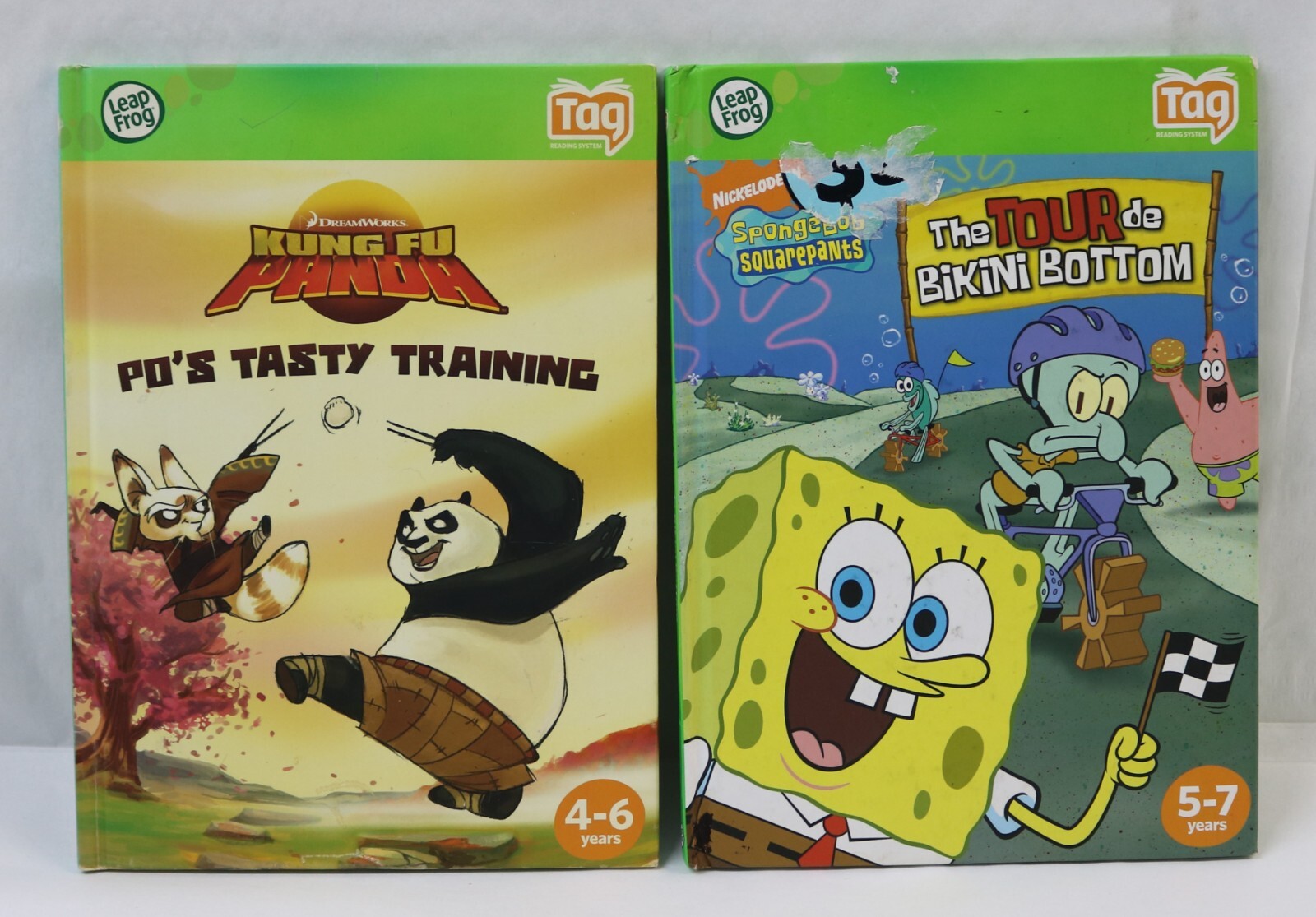 Lot 4 Leapfrog Tag Reader Books Click Clack Moo,Kung Fu Panda, Spongebob, Walter
