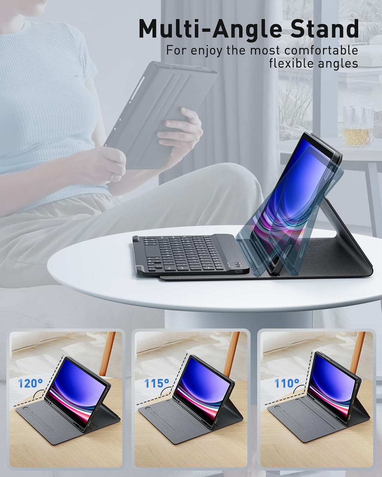 TUNKARMOR Case Keyboard for Samsung Galaxy Tab A8 10.5 inch 2022 2021 Built-i…