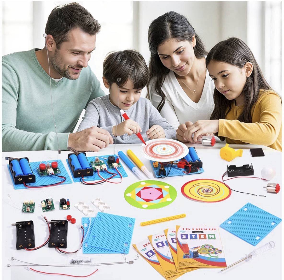 STEM Science Kits 4 Pack, 7-in-1 Electric Motor Toy for Kids Ages 8-12