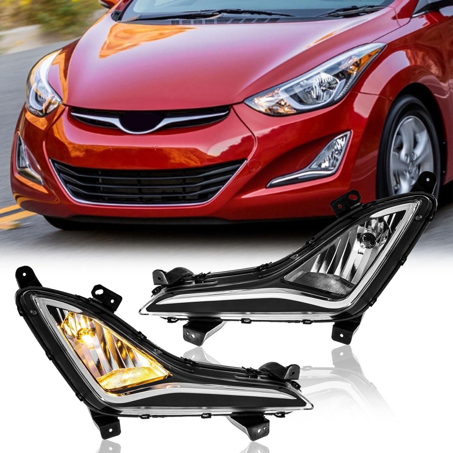 TODO Fog Lights Compatible With 2014-2016 Hyundai Elantra 92201-3X210 92202-3…