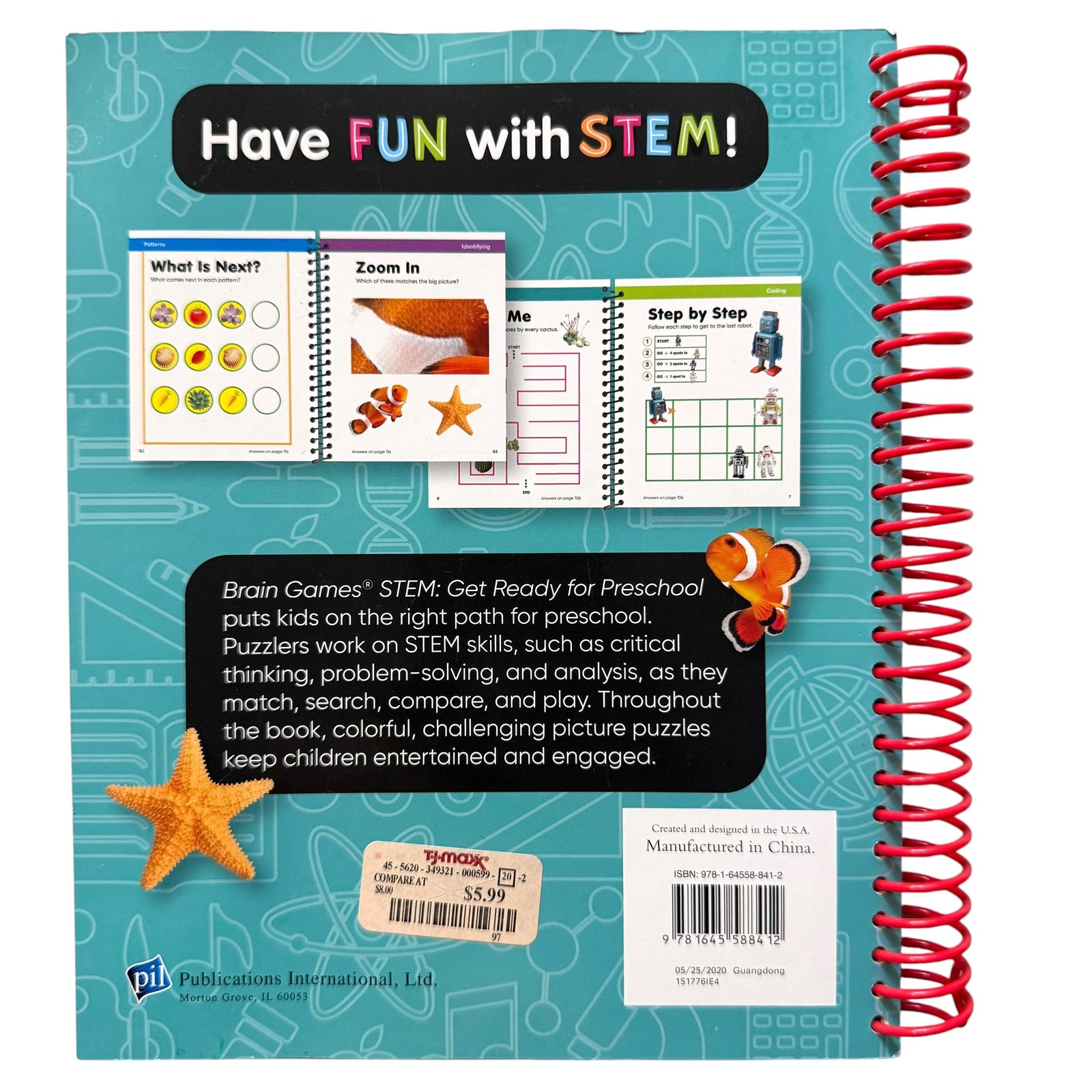 Brain Games STEM Get Ready for Preschool Picture Puzzles Educational Book