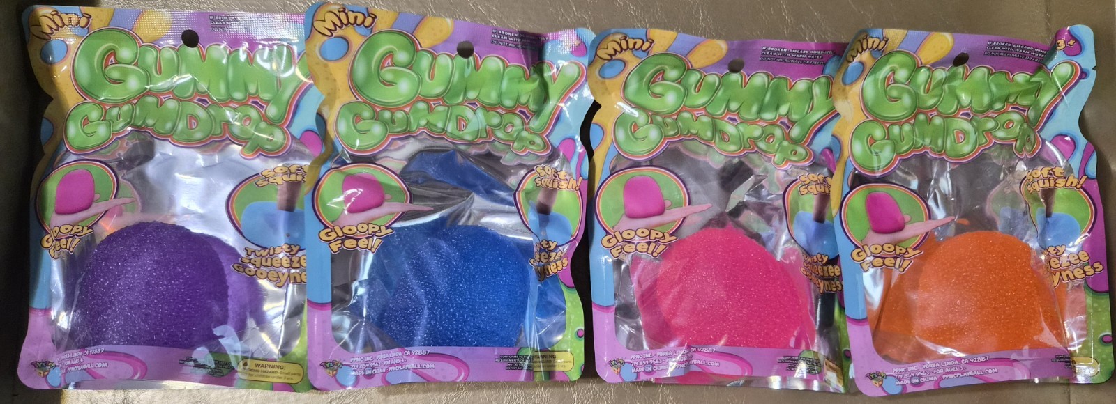 GUMMY GUMDROPS SOFT SQUISH TOYS LOT OF 4 FULLSIZE 2.5 INCHES EACH PPNC NEW