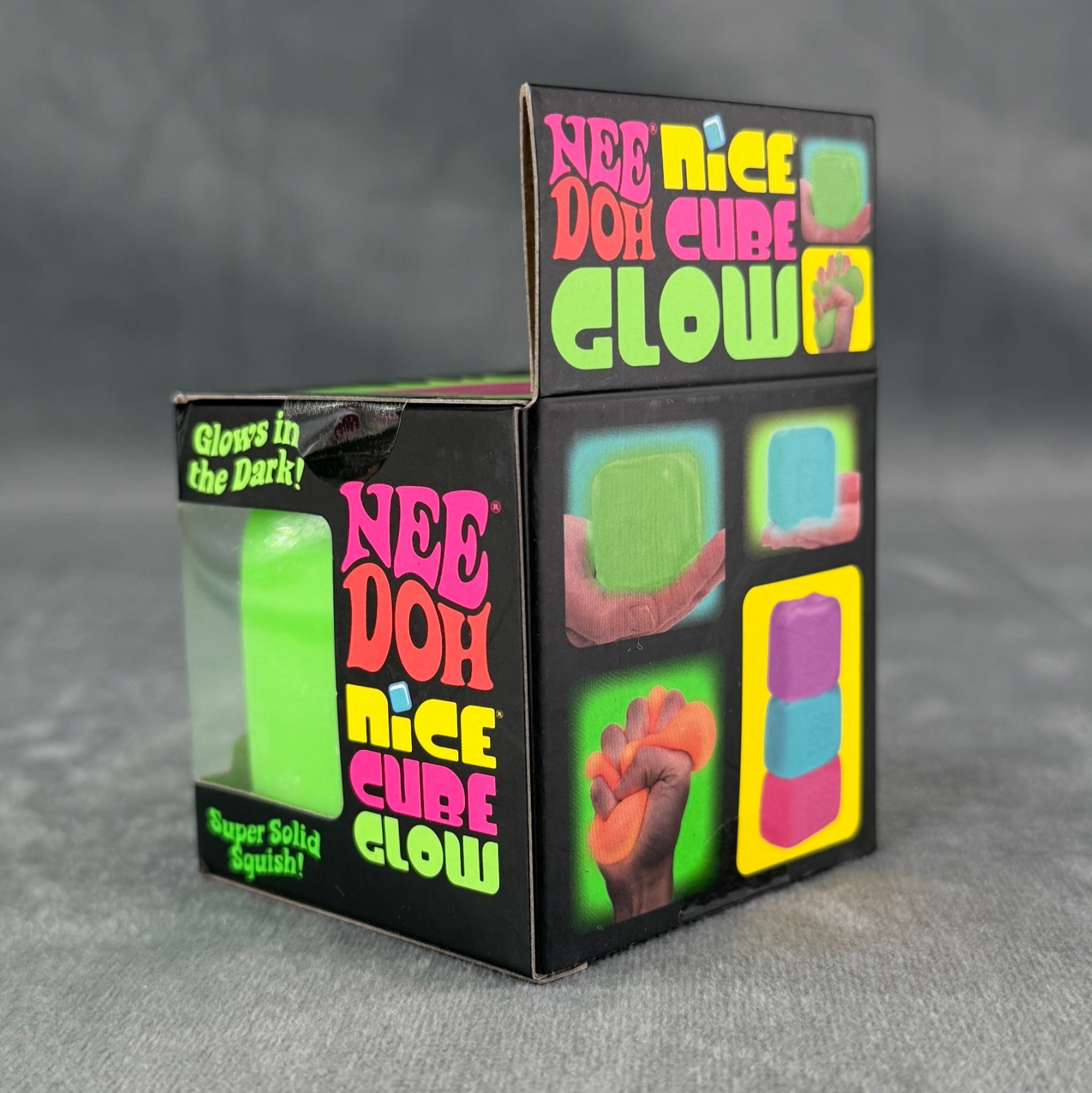 Brand NEW! Nee Doh Nice Cube GLOW in DARK – Super Solid Squish! (Green)