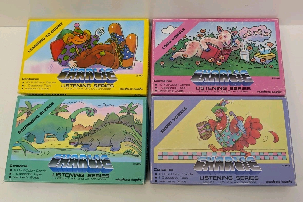 Charlie The Lovable Teaching Robot with 8 Card Sets, 4 Cassettes! Works, Vintage