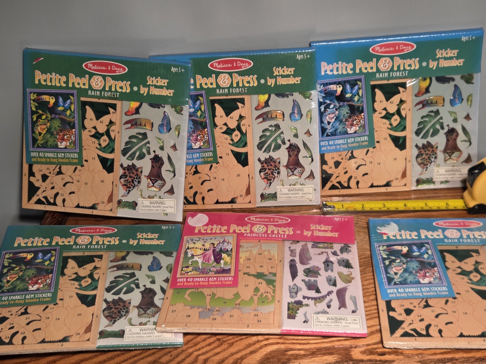 6 NEW Melissa & Doug Petite peel & press sticker Rainforest & Princess