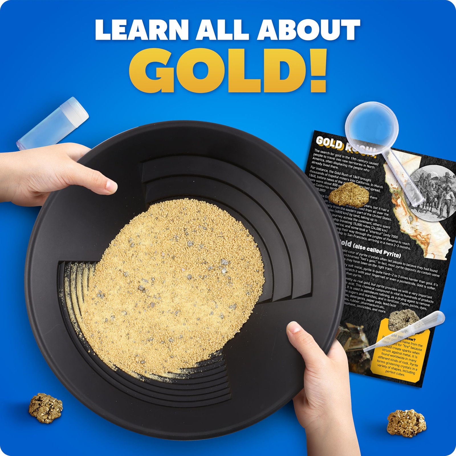 Blue Marble Gold Panning Kit for Kids Learn to Pan for Gold, Includes Pay Di…