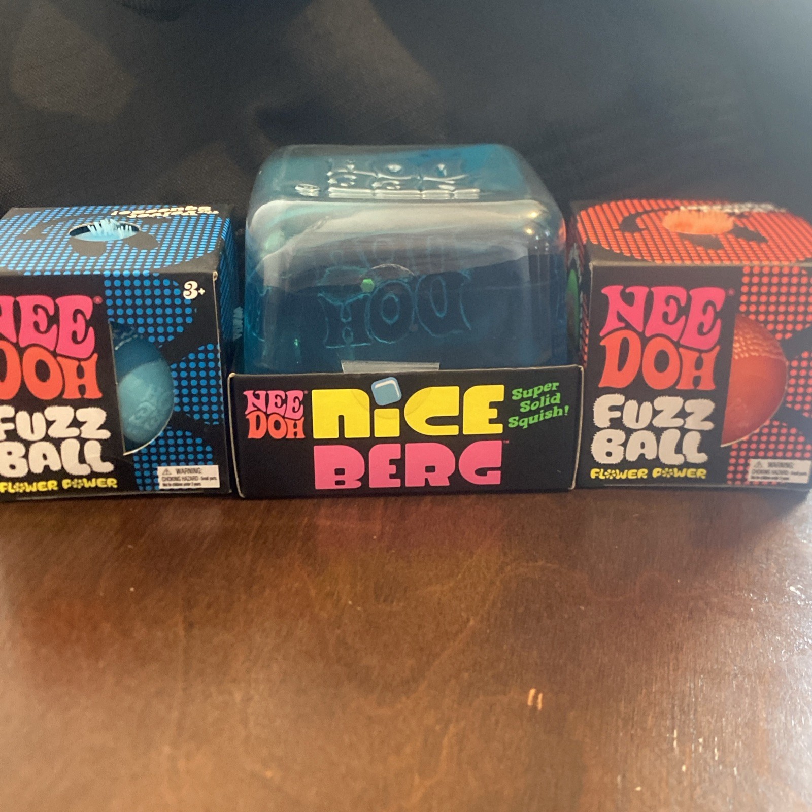 NeeDoh Ice Berg 1 & 2 NeeDoh Fuzz Ball Blue, And Orange All Authentic ￼￼