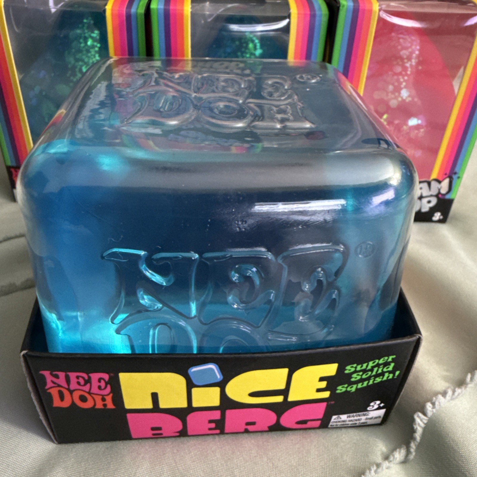 NeeDoh Nice Berg Blue XL Giant Nee Doh Niceberg Solid Squish Cube Brand New