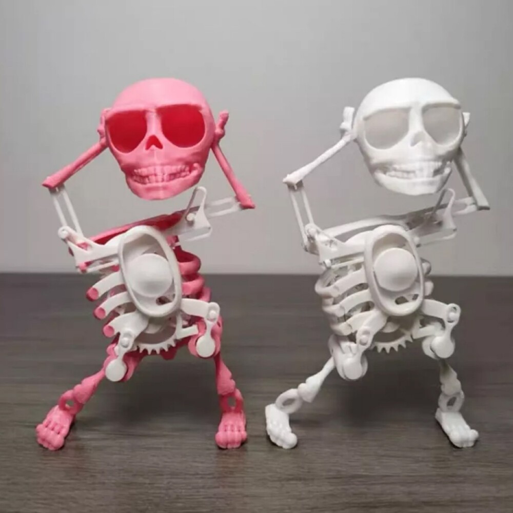 3D Dancing Skeleton Toy Clockwork Spring Self Moving Swinging Skull Bobblehead