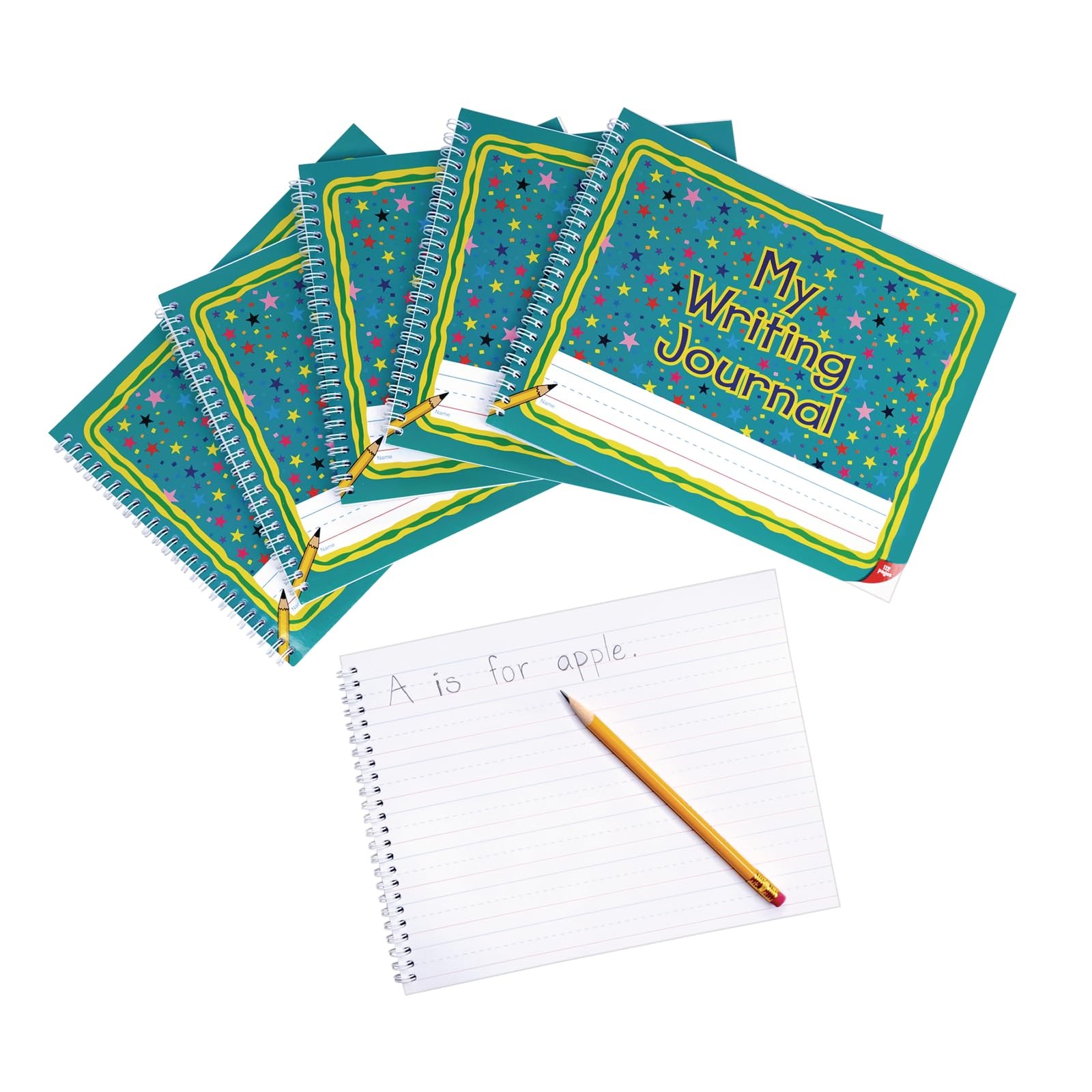 Really Good Stuff Deluxe Spiral Journals – Teal Star Cover – 1