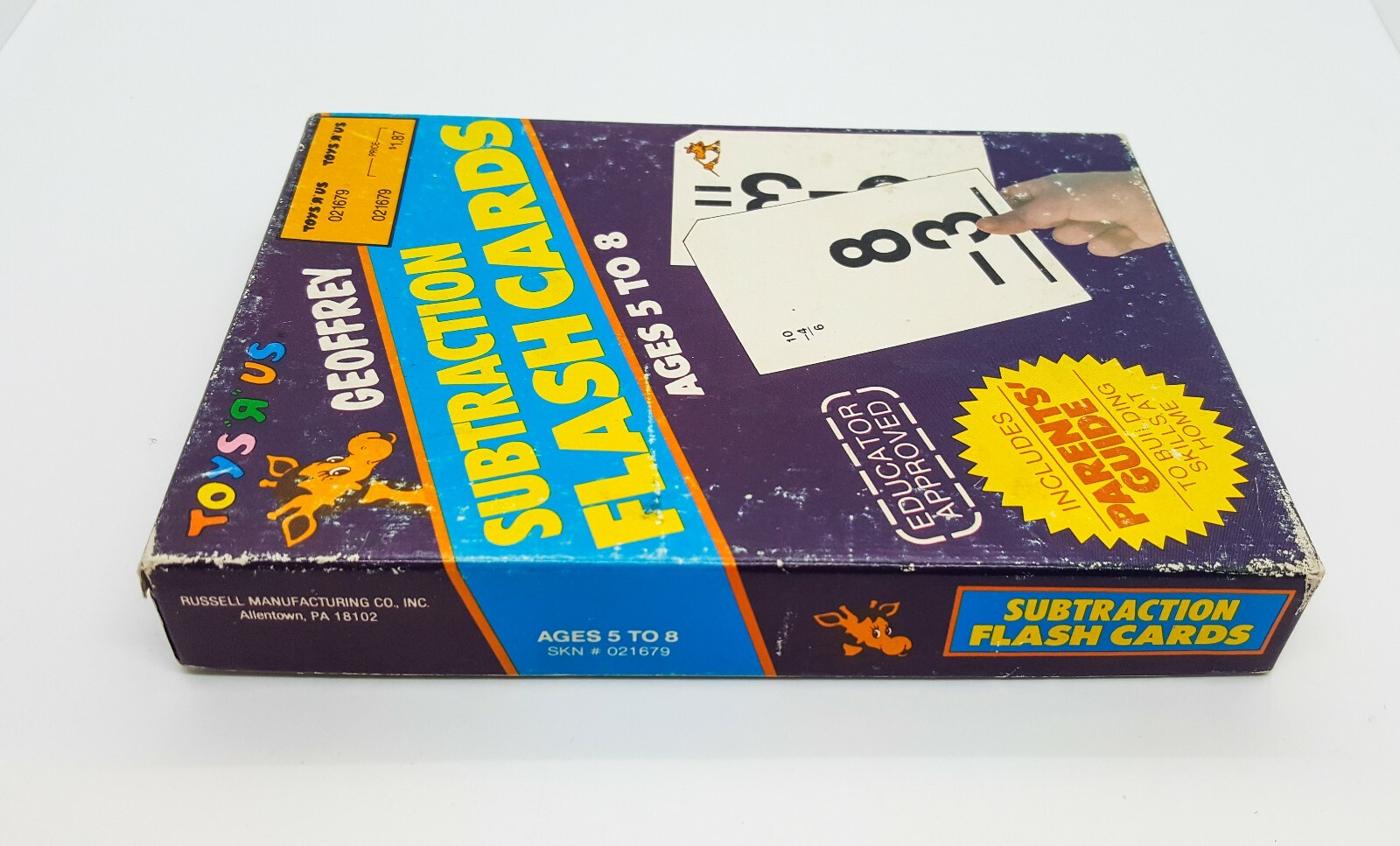 TOYS R US Geoffrey Subtraction Flash Cards Box of 60 Cards Blue Numbers 1979